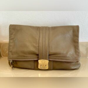 Marc by Marc Jacobs Airliner Fold Over Clutch Large Leather Taupe Vintage